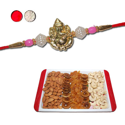 "Rakhi - FR- 8340 A (Single Rakhi) , Dryfruit Thali - RD1000 - Click here to View more details about this Product